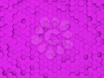 Bright abstract pink background from hexagons. 3d rendering illustration.