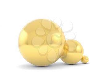 Golden balls isolated on white background. 3d illustration.