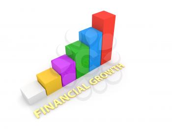 Business growth graph on a white background. 3d render illustration.