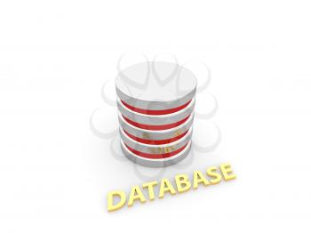 Database symbol on a white background. 3d render illustration.
