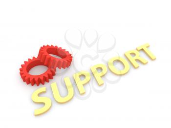 Gears support on a white background. 3d render illustration.