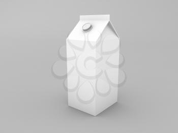 Milk package mockup packaging on gray background. 3d render illustration.
