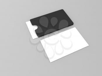 Business cards on gray background. 3d render illustration.