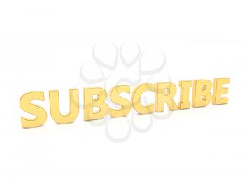 The inscription Subscribe on a white background. 3d render illustration.
