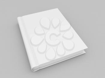 Book layout design on gray background. 3d render illustration.
