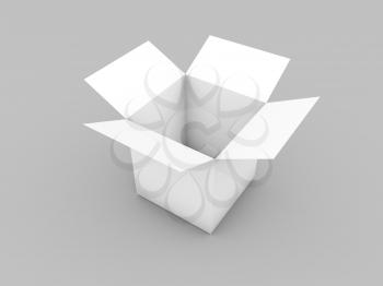 Open box mockup on white background. 3d render illustration.
