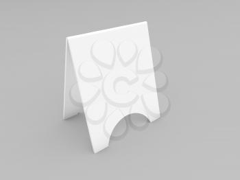 White paper advertising stand on a gray background. 3d render illustration.