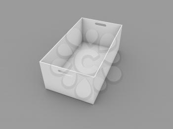 White box mockup on gray background. 3d render illustration.