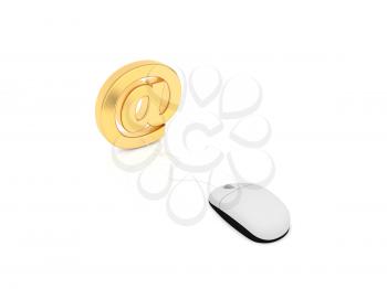 Computer mouse and email on a white background. 3d render illustration.