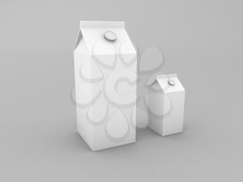 Two packs of juice mock up on gray background. 3d render illustration.