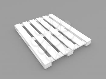 White construction pallet on a gray background. 3d render illustration.