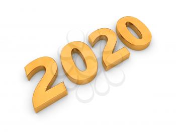 New Year 2020 numbers on a white background. 3d render illustration.
