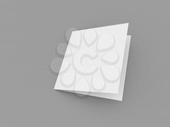 Blank paper booklet mockup on gray background. 3d render illustration.