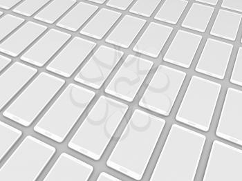 Smartphones pattern on a gray background. 3d render illustration.