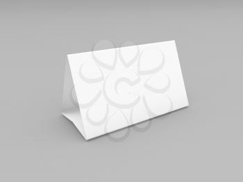 Empty paper triangle card on gray background. 3d render illustration.
