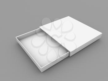 White realistic box on a gray background. 3d render illustration.