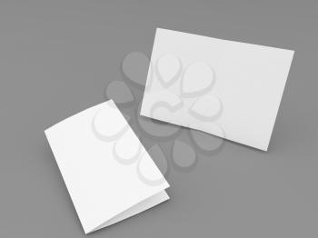 White greeting card on a gray background. 3d render illustration.