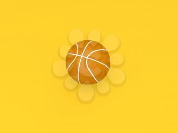 Basketball ball on a yellow background. 3d render illustration.