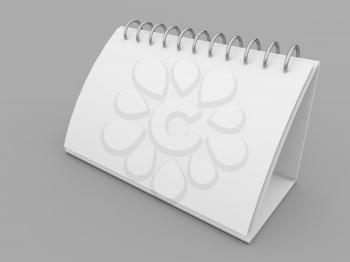 Desktop calendar on a gray background. 3d render illustration.
