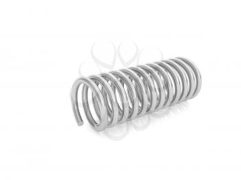 Metal stainless spring on a white background. 3d render illustration.