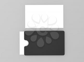 Set of business cards on a gray background. 3d render illustration.