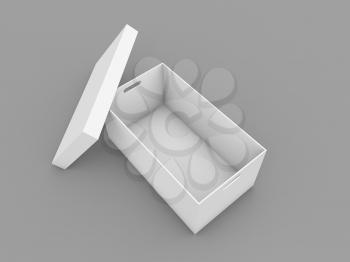 Mock up empty box on a gray background. 3d render illustration.