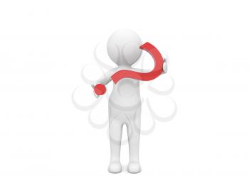 3d character with a question mark on a white background. 3d render illustration.