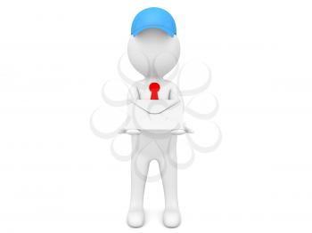 3d character with a mail envelope on a white background. 3d render illustration.