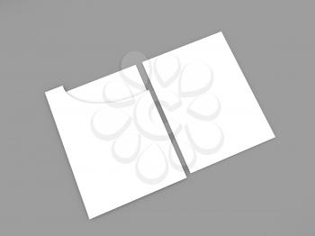 Folder with A4 papers on a gray background. 3d render illustration.