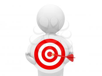 Businessman with a target on a white background. 3d render illustration.
