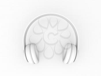 Musical headphones on a white background. 3d render illustration.