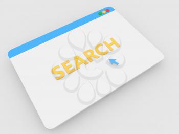 Web page search internet browser on a white background. 3d render illustration.