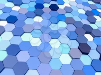 Abstract geometric background from hexagons. 3d render illustration.