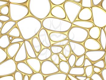 Abstract golden circles on a white background. 3d render illustration.