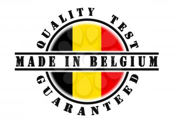 Quality test guaranteed stamp with a national flag inside, Belgium