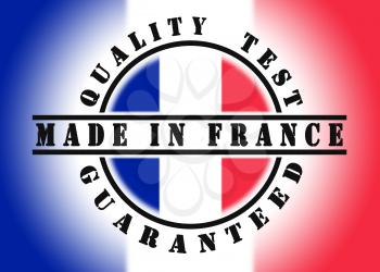Quality test guaranteed stamp with a national flag inside, France