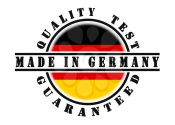Quality test guaranteed stamp with a national flag inside, Germany