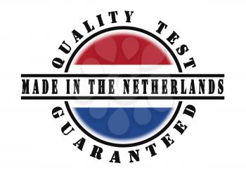 Quality test guaranteed stamp with a national flag inside, the Netherlands