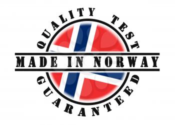 Quality test guaranteed stamp with a national flag inside, Norway