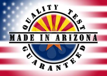 Quality test guaranteed stamp with a state flag inside, Arizona