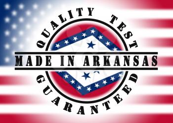 Quality test guaranteed stamp with a state flag inside, Arkansas