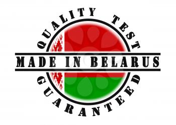 Quality test guaranteed stamp with a national flag inside, Belarus