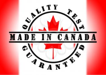 Quality test guaranteed stamp with a national flag inside, Canada