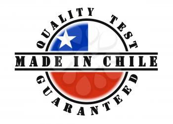 Quality test guaranteed stamp with a national flag inside, Chile