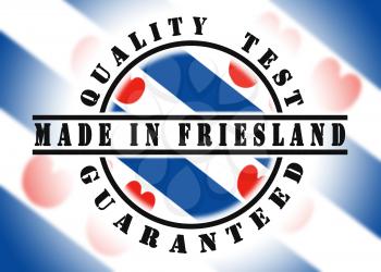 Quality test guaranteed stamp with a national flag inside, Friesland