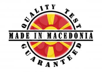 Quality test guaranteed stamp with a national flag inside, Macedonia