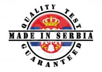 Quality test guaranteed stamp with a national flag inside, Serbia