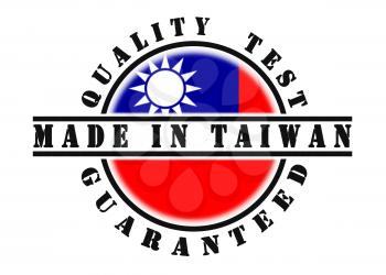 Quality test guaranteed stamp with a national flag inside, Taiwan