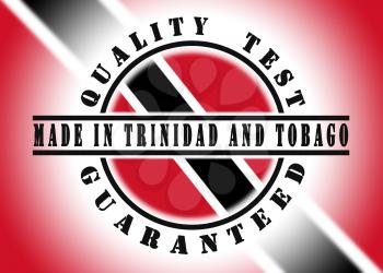 Quality test guaranteed stamp with a national flag inside, Trinidad and Tobago