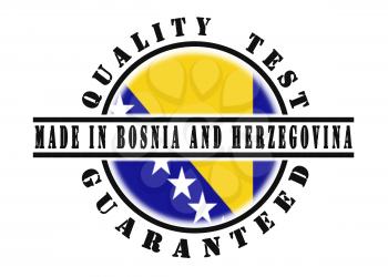 Quality test guaranteed stamp with a national flag inside, Bosnia and Herzegovina